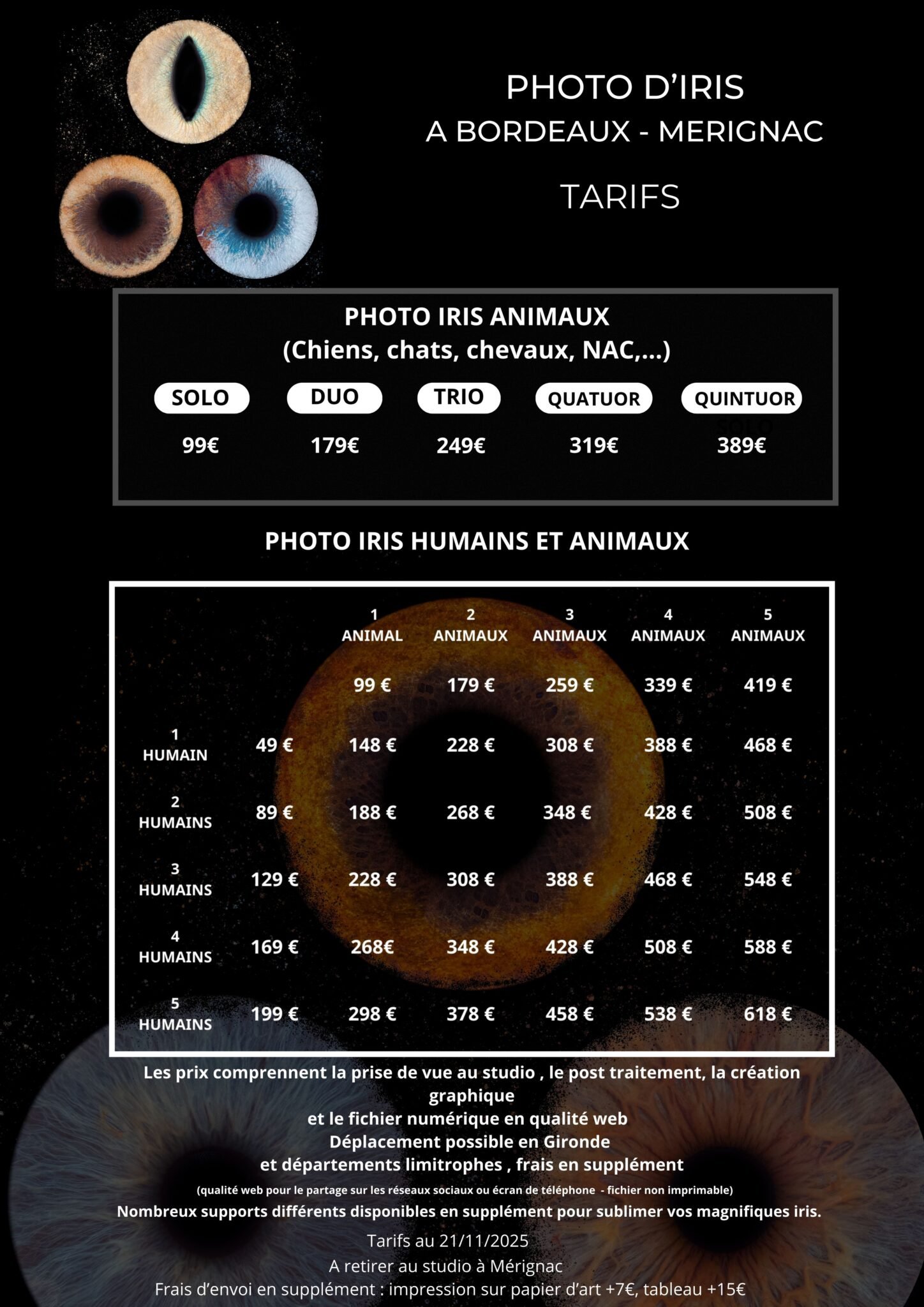 tarif iris animaux bordeaux